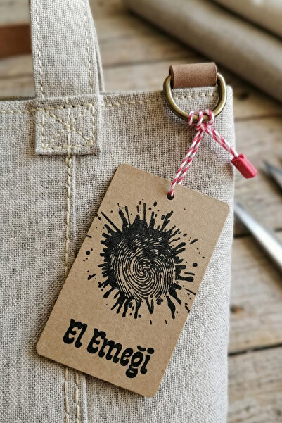 ButikEtiket ملصق كرافت مصنوع يدويًا 4.5×7.5 سم 10 قطع + خيط هدية