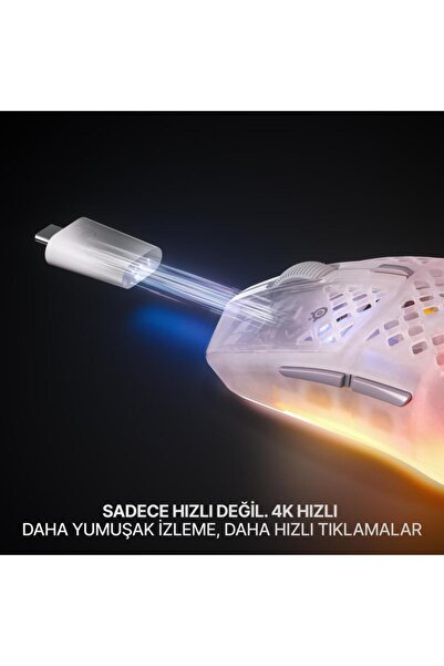 SteelSeries Aerox 3 Wireless Gen 2 - Ghost 4K Kablosuz Gaming Mouse