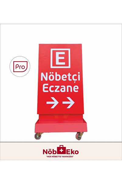 Pro Şarjlı LED Eczane Nöbet Panosu 80x50 cm - Frenli Tekerlekli
