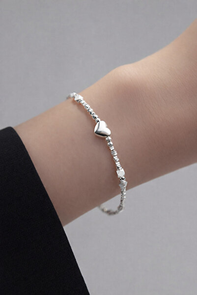 THE Steel Kalp Detaylı Charm Gümüş Renk Minimal Kadın Bileklik