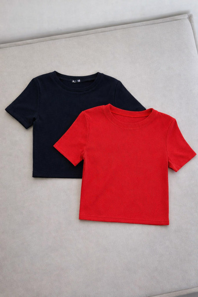 ÖZ PAMUK Γυναικεία μπλούζα 2 τεμαχίων σε μαύρο χρώμα με κορδόνι και λαιμόκοψη...