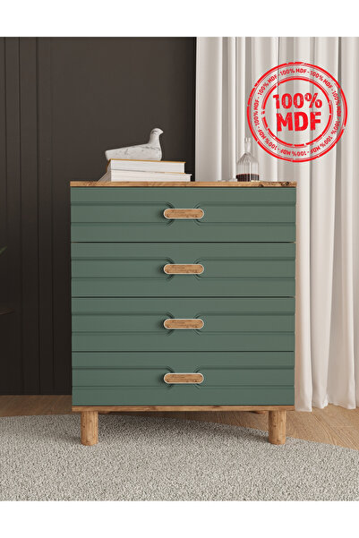 Teen & Bright %100 MDF Venüs 4 Çekmeceli Şifonyer - Yeşil