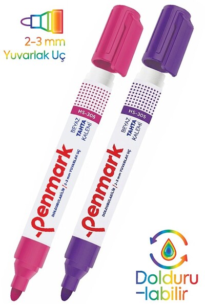 Artlantis Mor Ve Pembe Yazı Tahta Kalemi Doldurulabilir Tahta Kalemi Okul Sın...