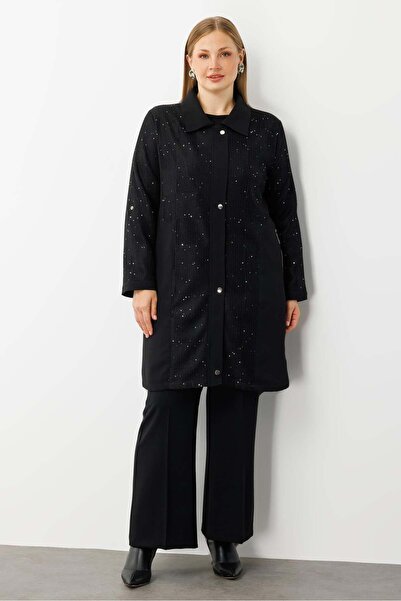 Moda İlgi Modailgi Snap Fastener Checkerboard Pattern Mesh Sequin Detailed Ca...