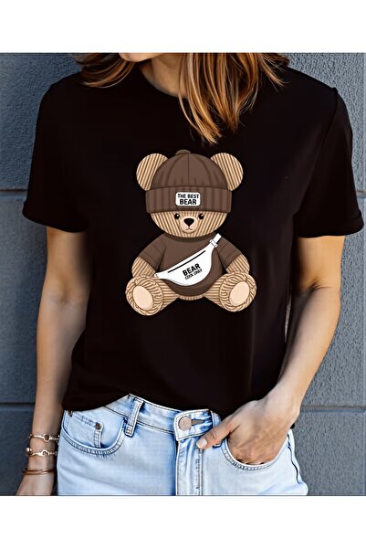 yiou trendy clothing تي شيرت بطبعة دب - ناعم وقابل للتنفس ومريح بأكمام قصيرة
