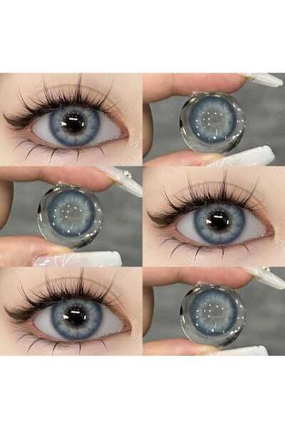 Axhara Newyork Sahra Blue Mavi Renkli Göz Kirpik Lens Yıllık Kullanım