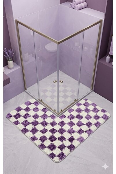 EUROBANO Chess Dama Desen Duşakabin 100x100 cm Γωνιακό χαλάκι μπάνιου από λάτ...