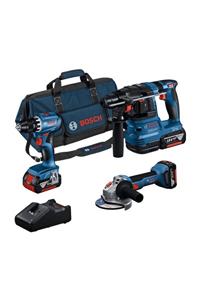 Bosch Professional GSR 18V-45 + GWS 18V-8 + GBH 18V-22 3x18V 4.0Ah Akülü Komb...