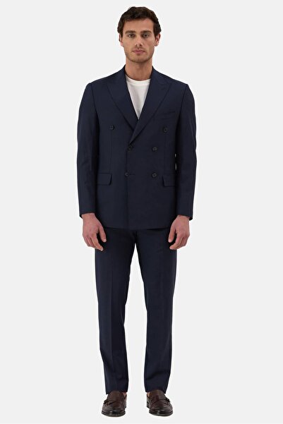 Score Michail Navy Blue Wool Double-Breasted Suit 10008-07