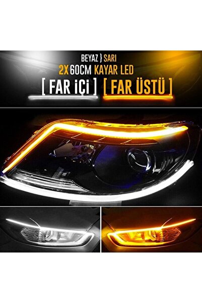 Buscarpone Far Üstü Kayar Led Açılış Animasyonlu Selamlamalı 60cm 2 Adet