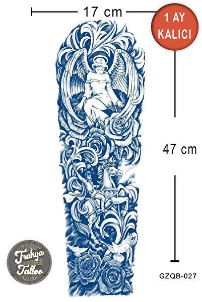 Trakya Tattoo 1 Ay Kalıcı Dövme Tam Kol Melek Gül Geçici Dövme