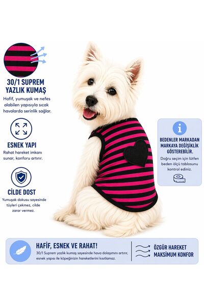 DOGİ&DOG Küçük Irk Pembe Çizgili Köpek Atleti Kedi Atleti Köpek Kıyafeti (1-1...