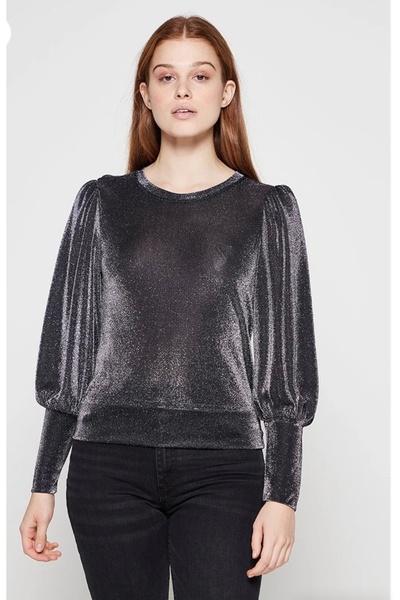 JDY Μπλούζα με φουσκωτά μανίκια και μεταλλική υφή
