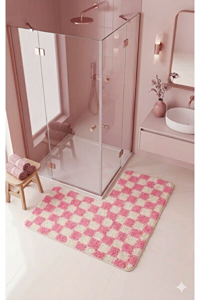 EUROBANO Chess Dama Desen Duşakabin 80x80 cm Γωνιακό χαλάκι μπάνιου από λάτεξ...
