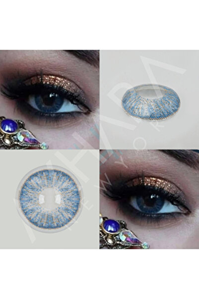 Axhara Newyork Tear Blue Mavi Renkli Göz Kirpik Lens Yıllık Kullanım