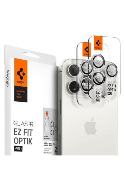 Spigen Γυαλί tR EZ Fit Optik Pro 2 Pack, λευκό τιτάνιο - για iPhone 17/16/15 ...