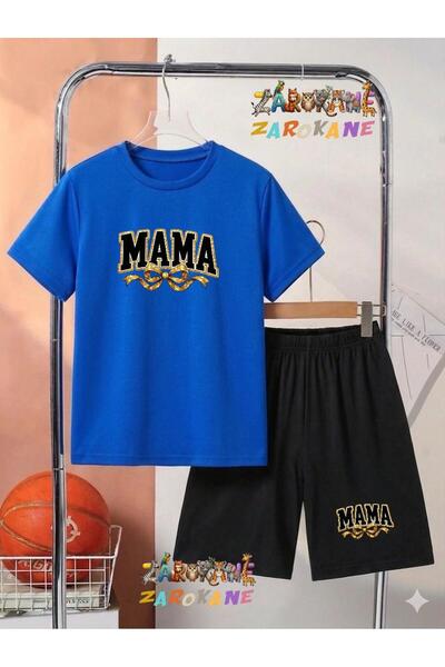 ZAROKANE Mama Printed Top and Shorts/T-Shirt Summer Children's Two-Piece Set
