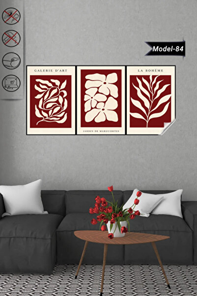 Akıllı Kağıt Statik Tutunma Özellikli Tablo - Poster Çiçek (Model-84) Çerçeve...