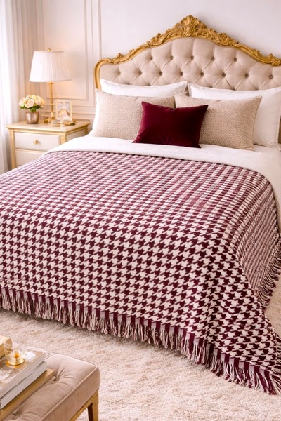 Hevia Home Σετ διπλού καλύμματος - Βουργουνδία - Κυψέλη