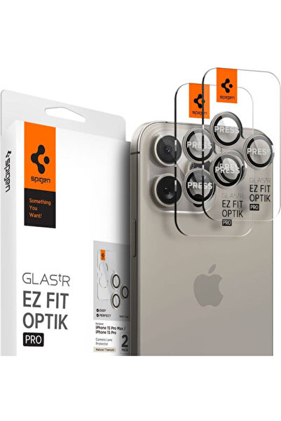 Spigen Glass tR EZ Fit Optik Pro 2 Pack, φυσικό τιτάνιο - iPhone 15 Pro/15 Pr...