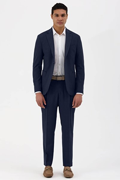Score Michail Comfortable Fit Trousers Lace-Up Navy Blue Striped Seersucker S...