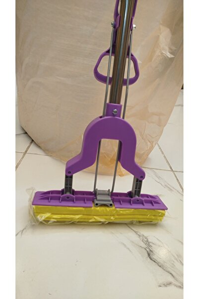 handanca Kelebek Sıkma Mekanizmalı Mikrofiber Mop Sünger Sıkmalı Mop Mor Mavi...