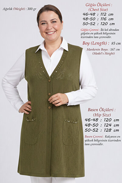 Laden Γιλέκο plus size - Χακί - Μακρύ