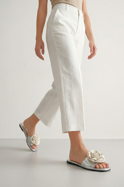 Gökhan Talay Γυναικείες παντόφλες Velrosa Lame Metallic Χειροποίητες με λεπτο...