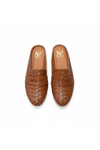 NE&VE SHOES Γυναικείες παντόφλες Sabo με λεπτομέρεια από πλεκτό ταμπά ύφασμα