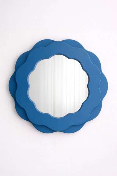 Ortakçı Design Echo Deco Bloom – Modern Dalgalı Çerçeve Ayna | Dekoratif MDF Ayna 90 x 90 cm