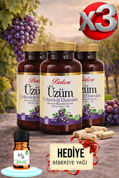 Balen 3 Pcs Grape Seed Extract Capsule Food Supplement + Gift Chilli Oil