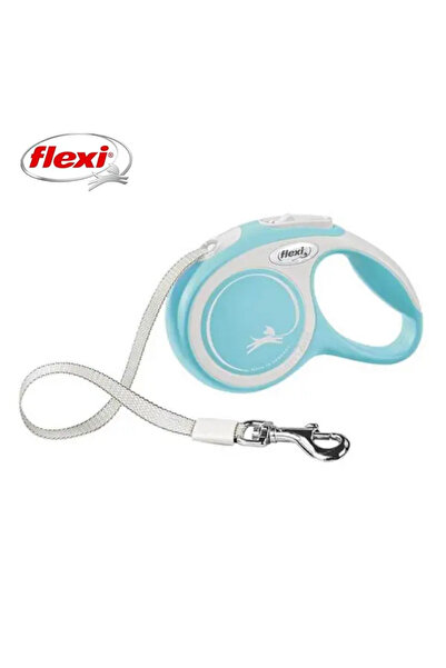 Flexi New Comfort Otomatik Şeritli Köpek Gezdirme Kayışı 5Mt (S) Açık Mavi
