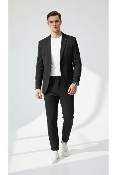 Plus Scorpion Ανδρικό κοστούμι με ένα κουμπί, παντελόνι jogger, ελαστικό κορδ...