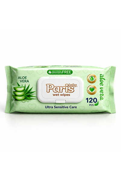 BABY WISH Șervețele umede , Baby, Aloe Vera, 120 bucăți – Ultra Sensitive Car...