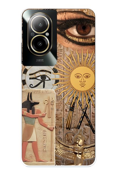 FLAMENKO Realme 12 Lite Compatible Eye of Ra Patterned Transparent Phone Case