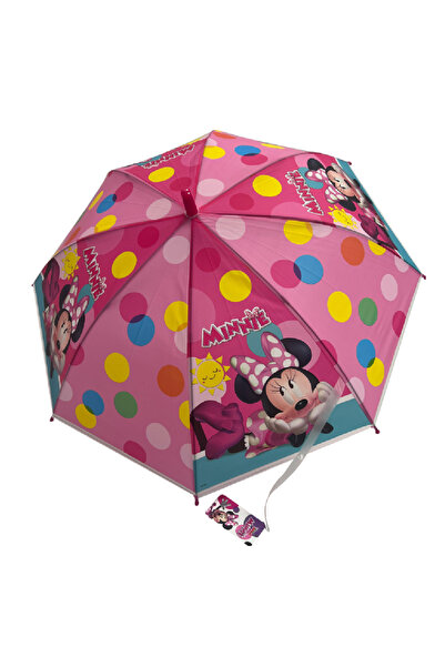 Disney Minnie Mouse Kids' Polka Dot Umbrella – Pink Multi-Color Rainy Day Par...