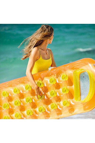 Intex Bardaklı Şişme Deniz & Havuz Yatağı 188x71 cm-Turuncu