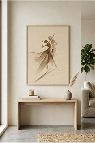 Tuba VİTA Doğal Ahşap Çerçeveli Soyut Dans Eden Figür Modern Minimalist Duvar...