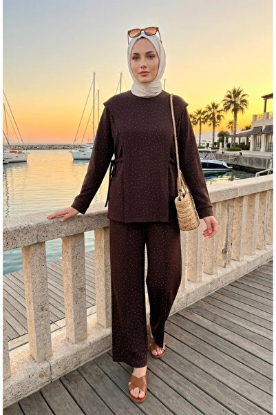 sefamerve Σετ δύο τεμαχίων με πέτρινο πλαϊνό δέσιμο 71366-04 Καφέ