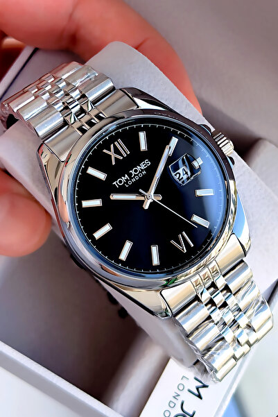 Tom Jones ساعة يد رجالية فاخرة من الفولاذ مع حزام فولاذي وآلية يابانية أنيقة ...