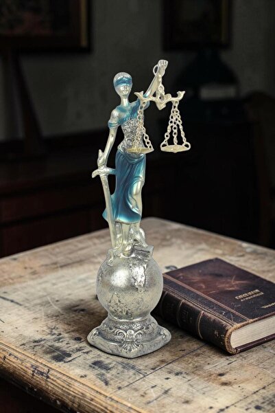 ELSELİFE Lüks Polyester Themis Adalet Heykeli 24 cm Dekoratif Biblo Terazi Fi...