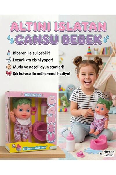 Tıfıl Toys Cansu Bebek: Altını Islatan Renkli Saçlı 4 Parçalı Biberonlu Emzik...