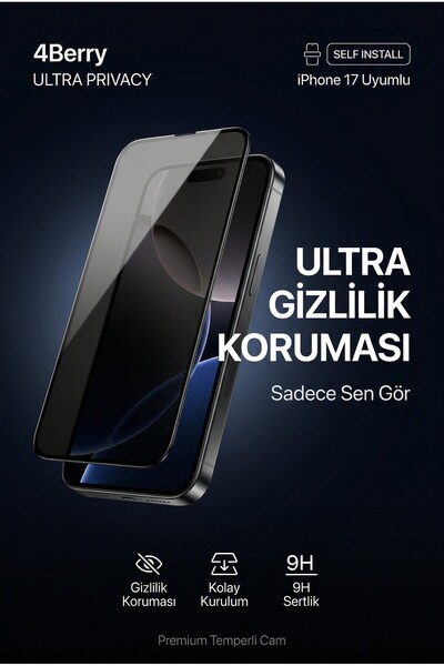 4 Berry Ultra Privacy Kurulum Kitli Ekran Koruyucu - 45KG Güçlü Koruma – HD Ş...