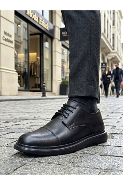 BESKAR BA0003 Μαύρα ανδρικά παπούτσια Oxford με κορδόνια στα δάχτυλα