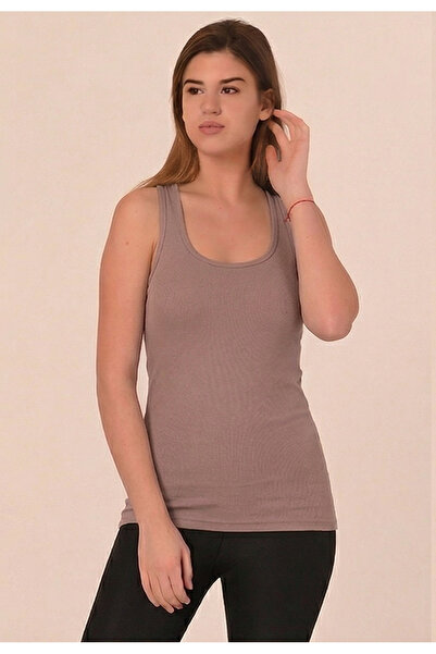 DISENTIS MODEST Thick Strap Rambo Viscose Sand Color Bodysuit