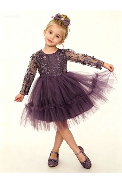 Lunas tekstil Βραδινό φόρεμα από δαντέλα και τούλι με αγκράφες, φουσκωτό. Αγο...