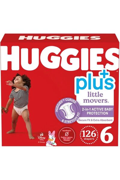 Huggies Little Movers Plus Baby Diapers Size 6 - (35lb - 16Kg - 126 Count)