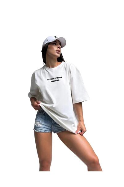 BENROMA تي شيرت مطبوع من PETEET STUDIOS تي شيرت كبير الحجم للجنسين 3PV5