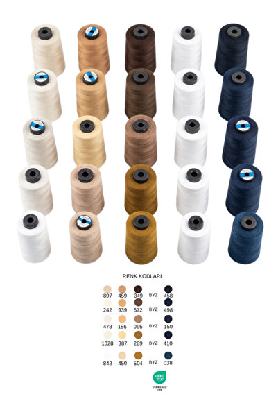 Lider İplik 120 Numara Polyester Dikiş İpliği - 25'li Adet Vizon&Safir Serisi