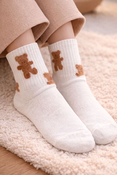 ask Women's Small Bear Embossed 3-Piece Socks